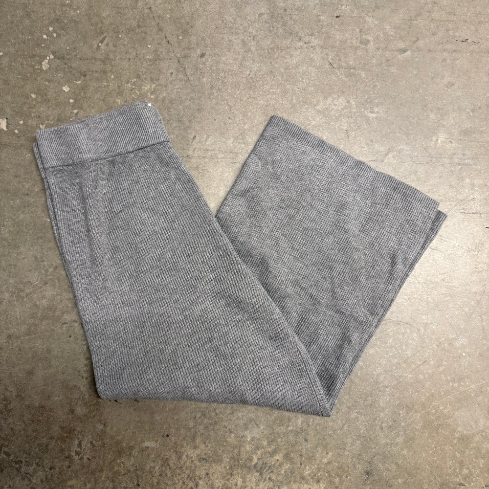 A New Day Womens Knit Wide Leg Pants Gray High Rise Lounge Trousers Size M